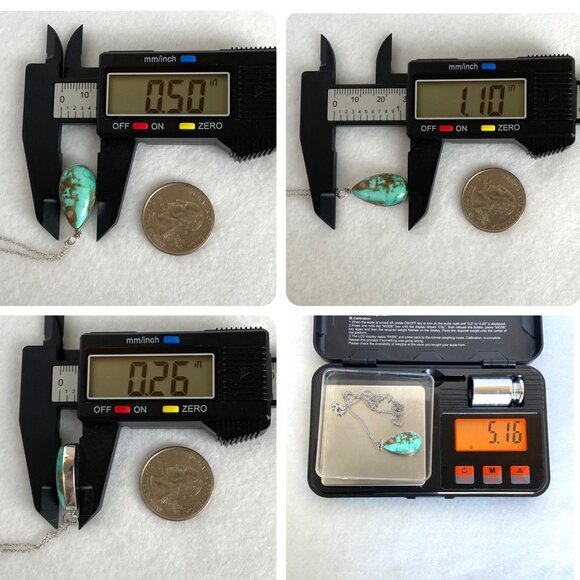 Sterling Silver 925 Southwest Bezel Set Turquoise Cabochon Pendant Necklace 18" - Picture 10 of 16